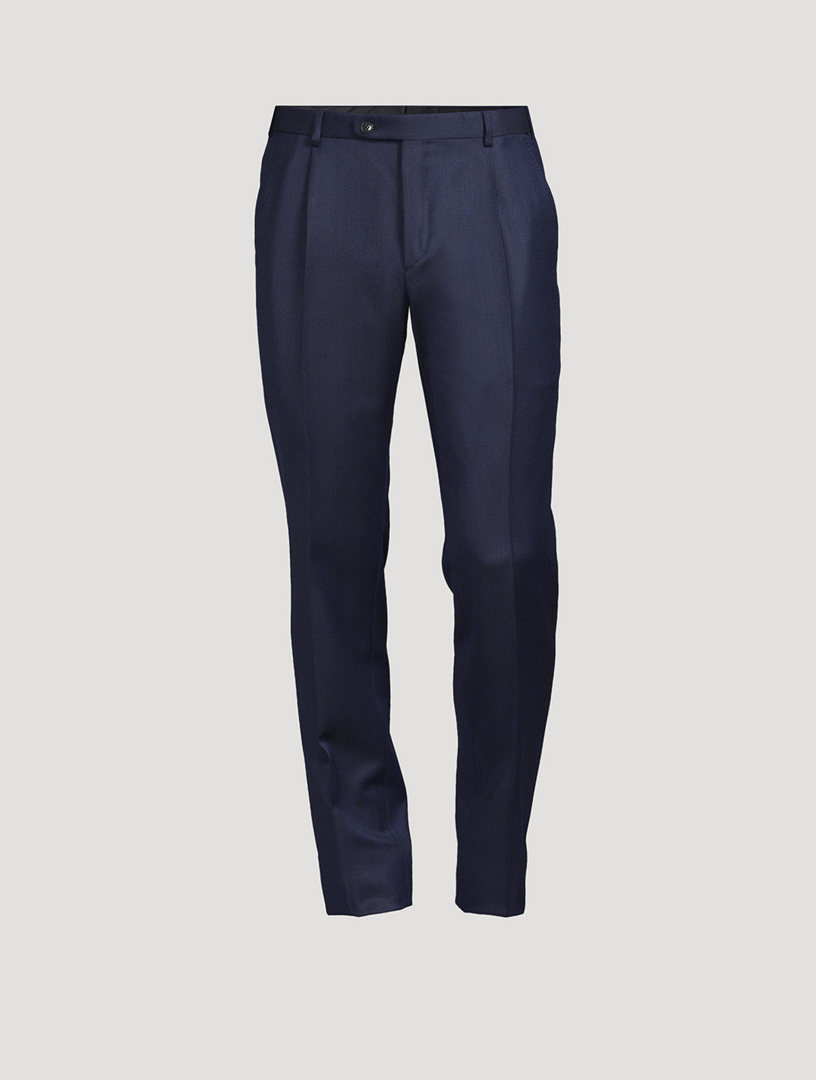 Navy blue suit pants with micro motif