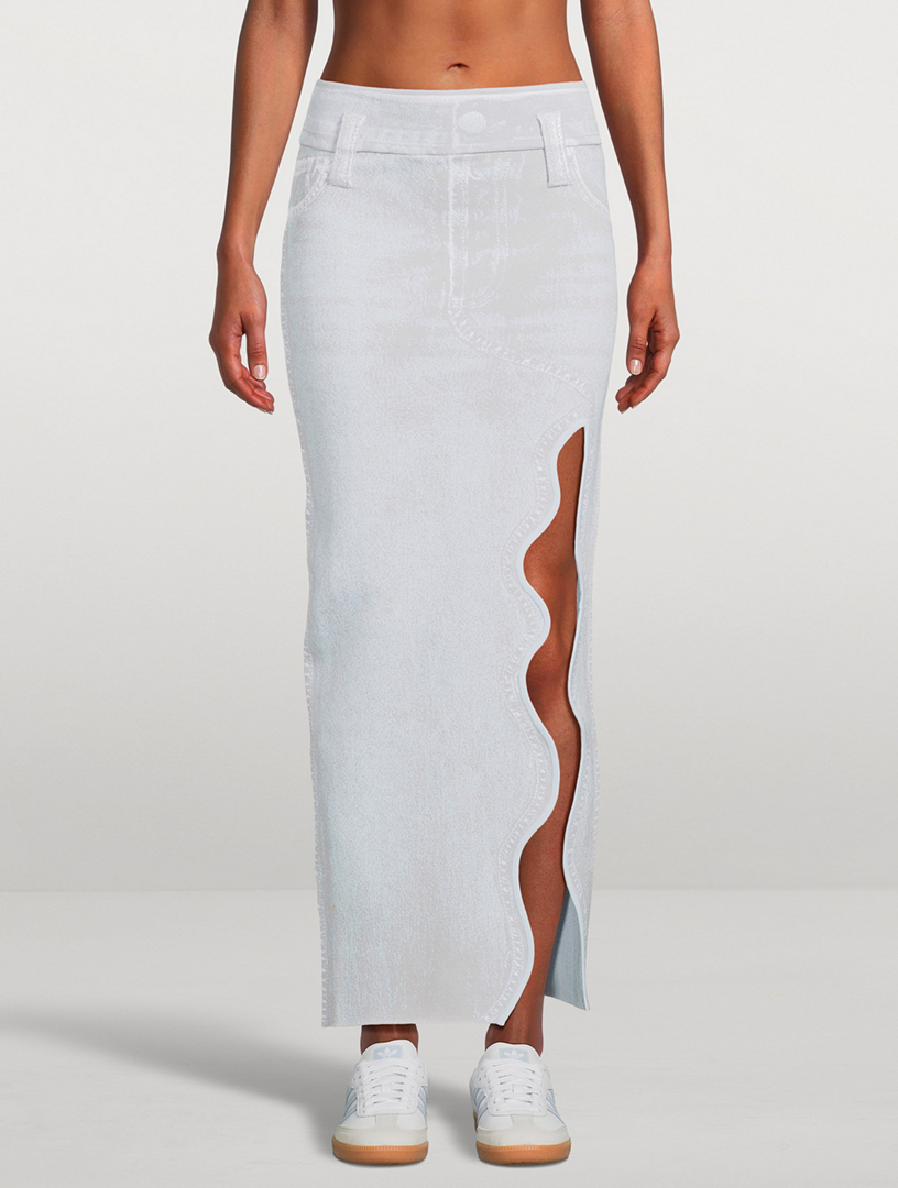 Lily Wavy Skirt Denim Print