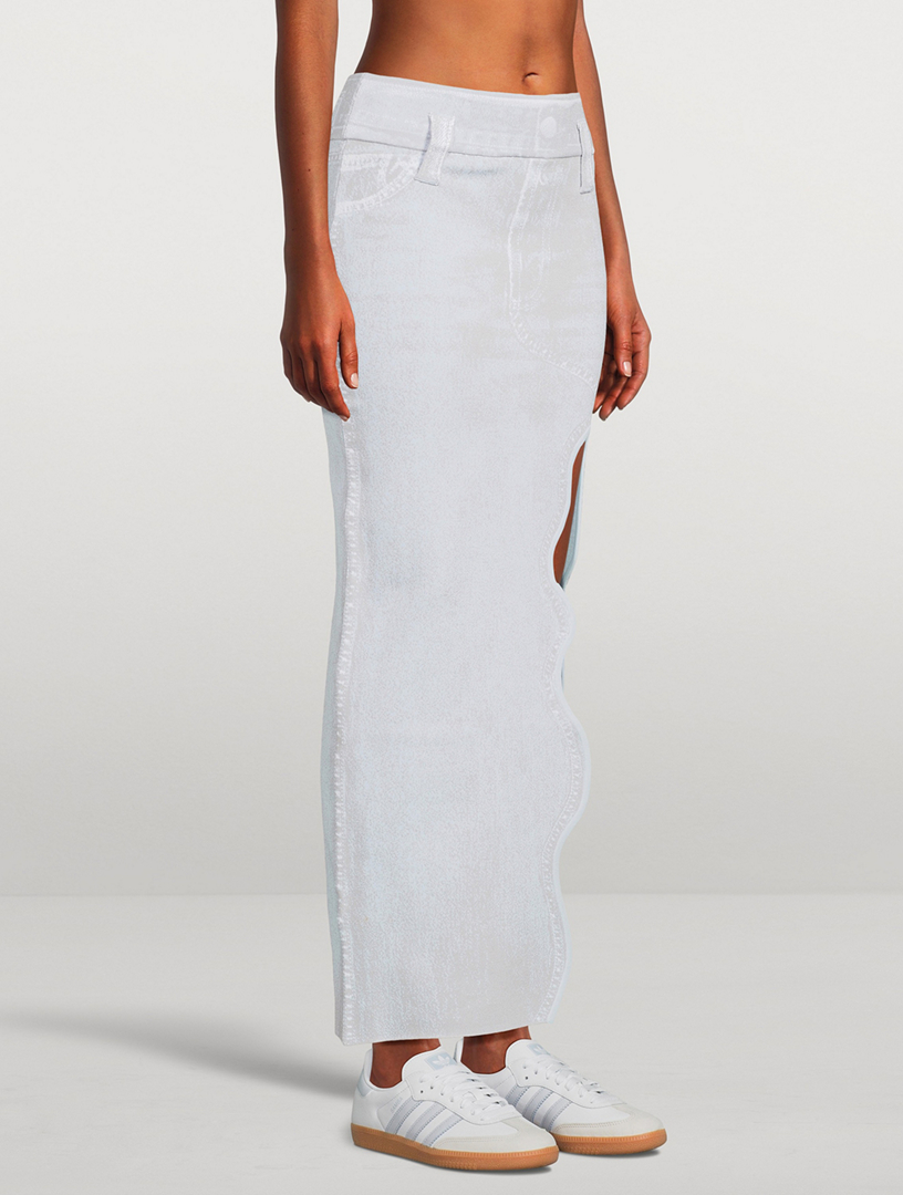 Lily Wavy Skirt Denim Print