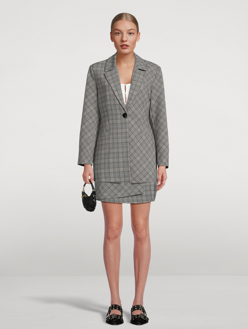 Single-Breasted Blazer Check Mix Print