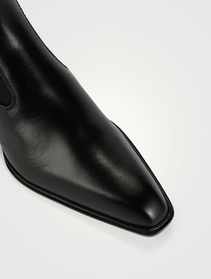 Slick Leather Ankle Boots