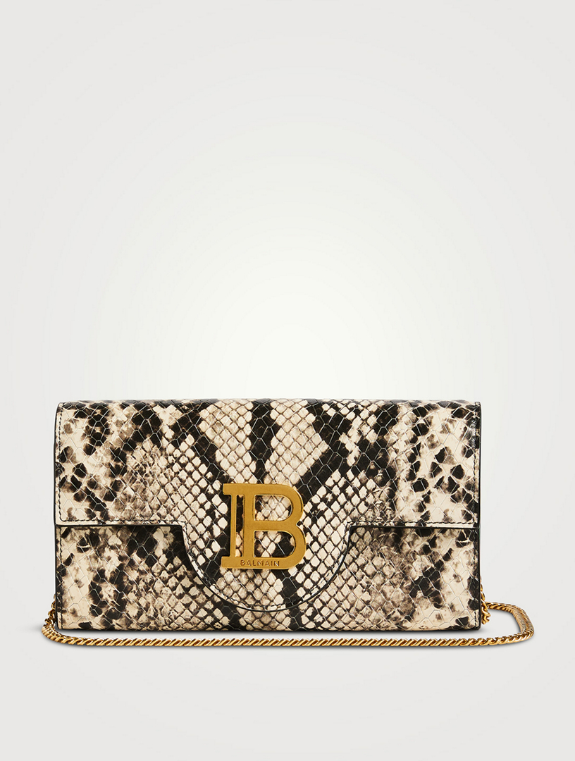 B-Buzz Snakeskin-Embossed Leather Chain Wallet