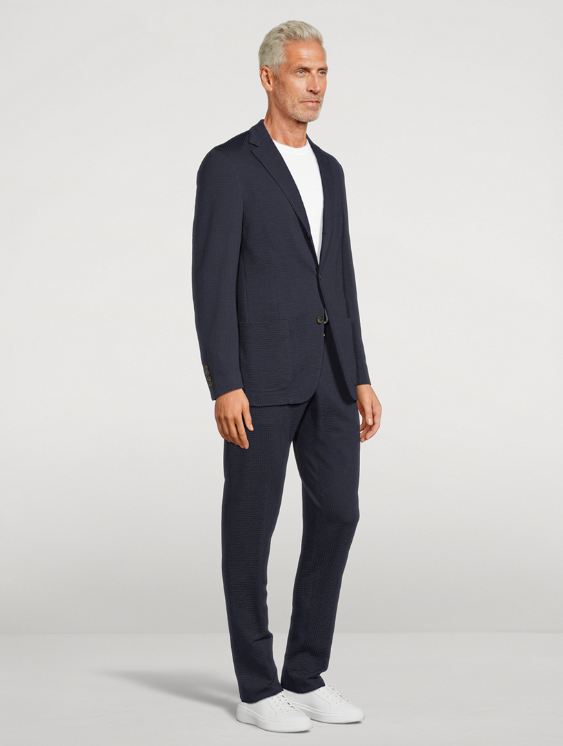 Cotton-Blend Seersucker Two-Piece Suit
