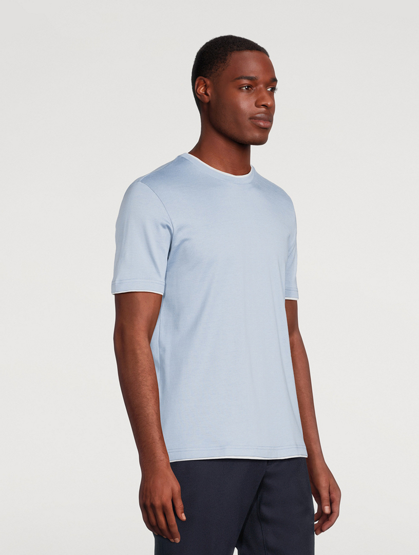 Tシャツ・カットソー ELEVENTY COTTON T-SHIRT WITH DOUBLE-LAYER EDGES Eleventy double-layer Trim Cotton T-shirt | Grey | FARFETCH FI