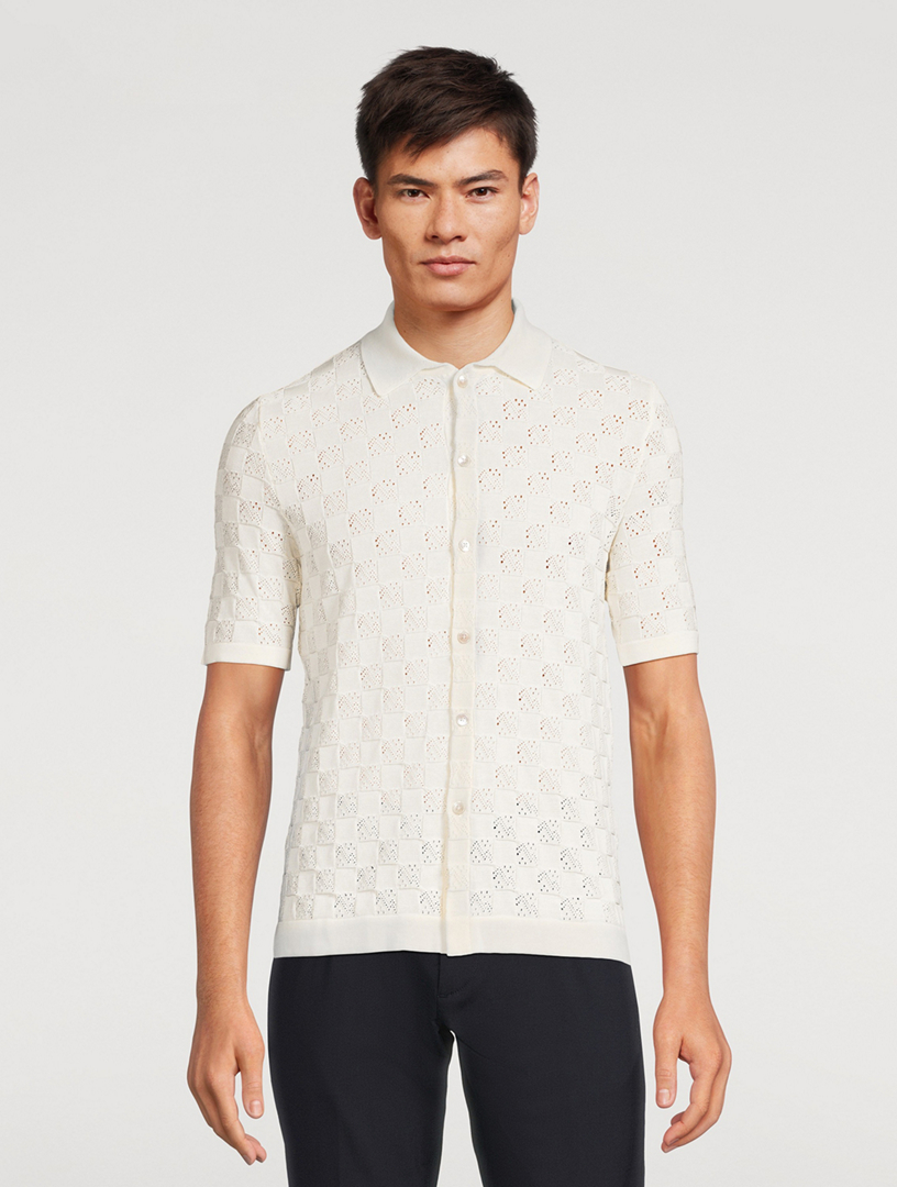 Stitched Cotton Short-Sleeve Shirt