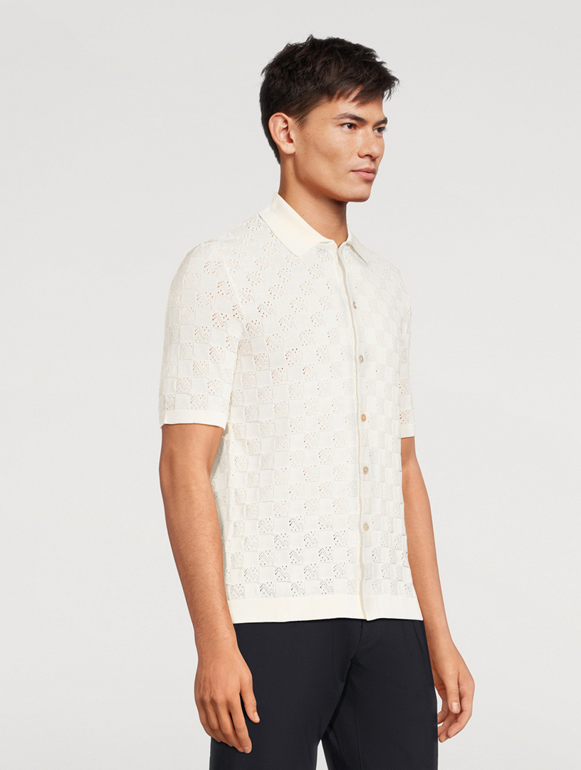 Stitched Cotton Short-Sleeve Shirt