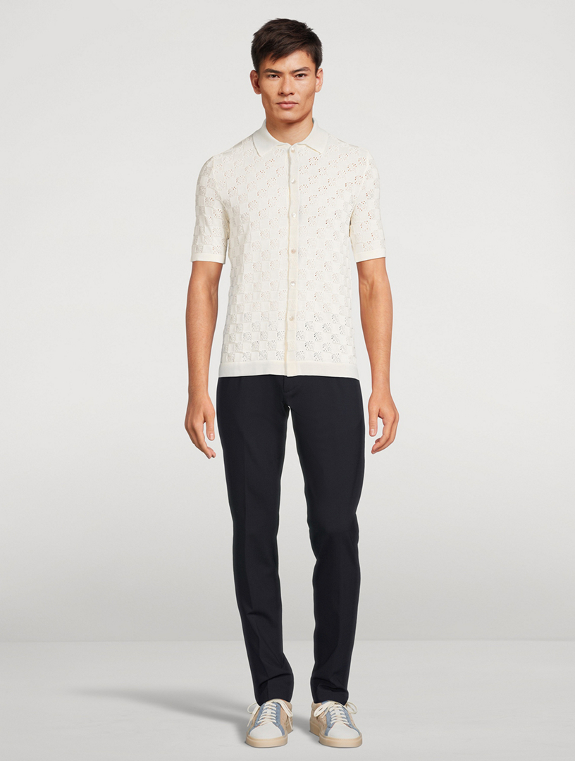 Stitched Cotton Short-Sleeve Shirt