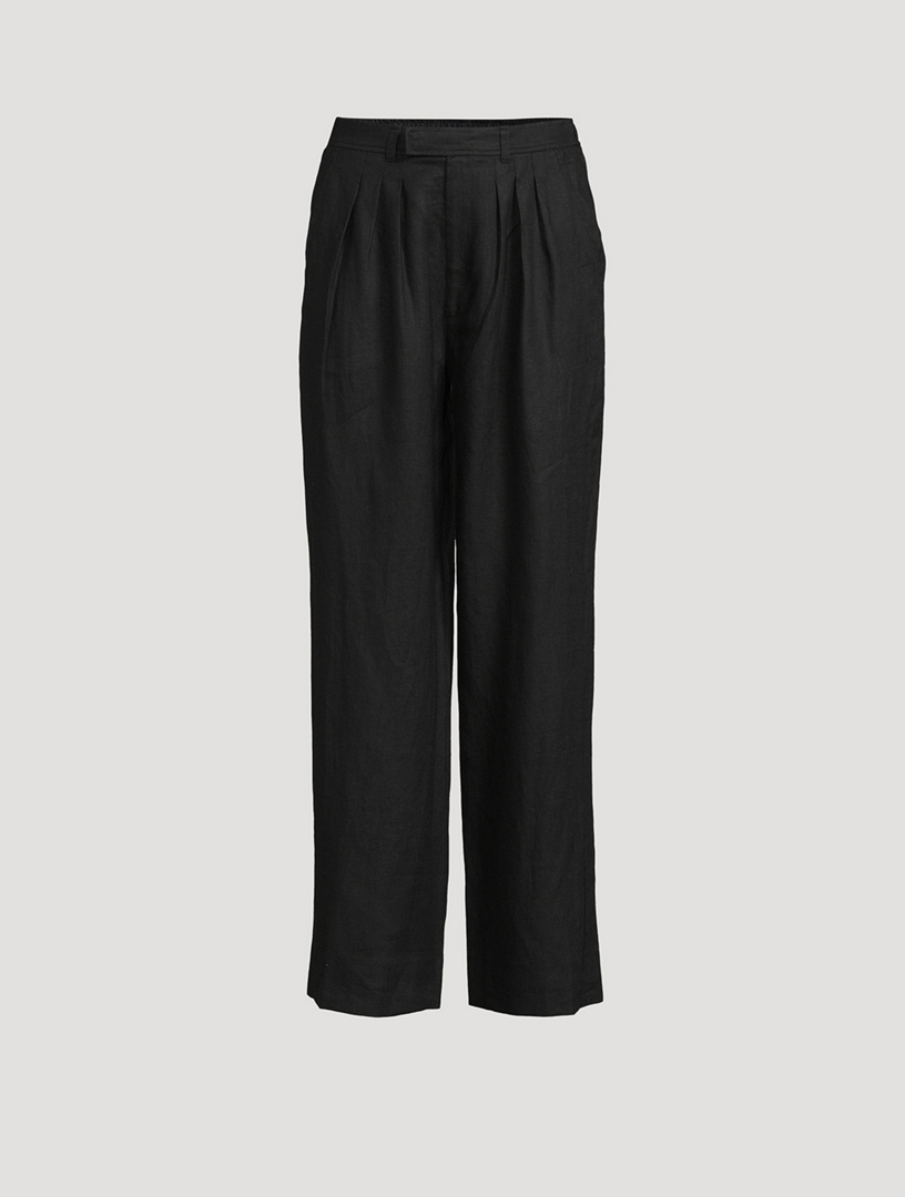 Next black linen outlet trousers