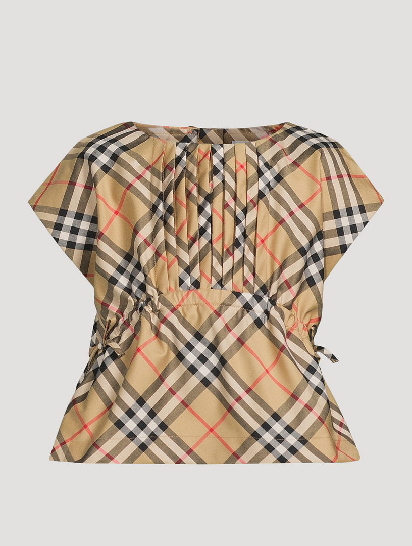 Burberry check detail stretch sales cotton top