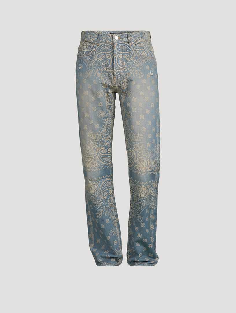 Bandana Jacquard Straight-Leg Jeans