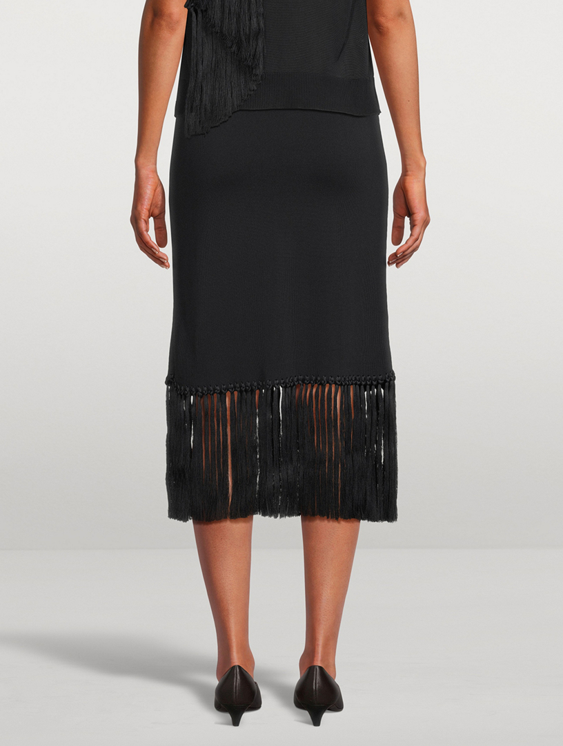 ANOTHER TOMORROW Fringe Midi Skirt | Holt Renfrew