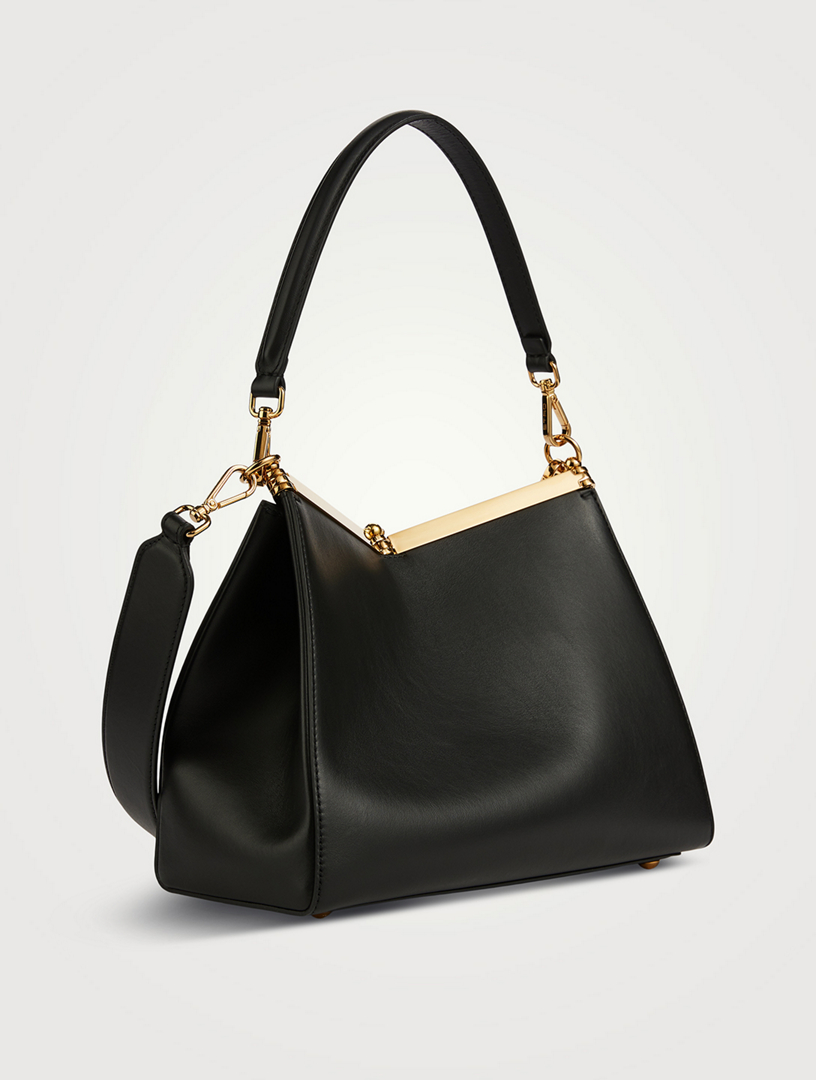 Medium Vela Leather Shoulder Bag