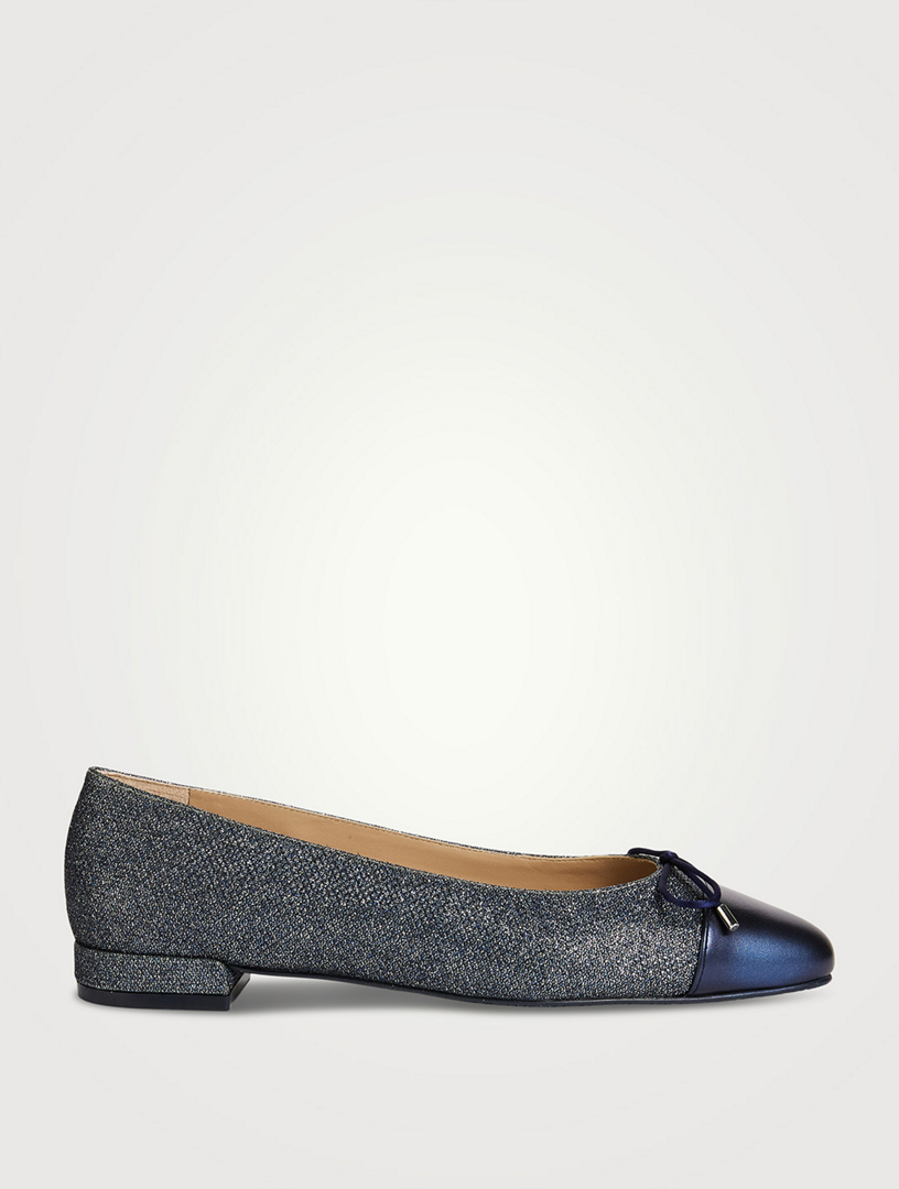 Sleek Bow Denim Ballet Flats