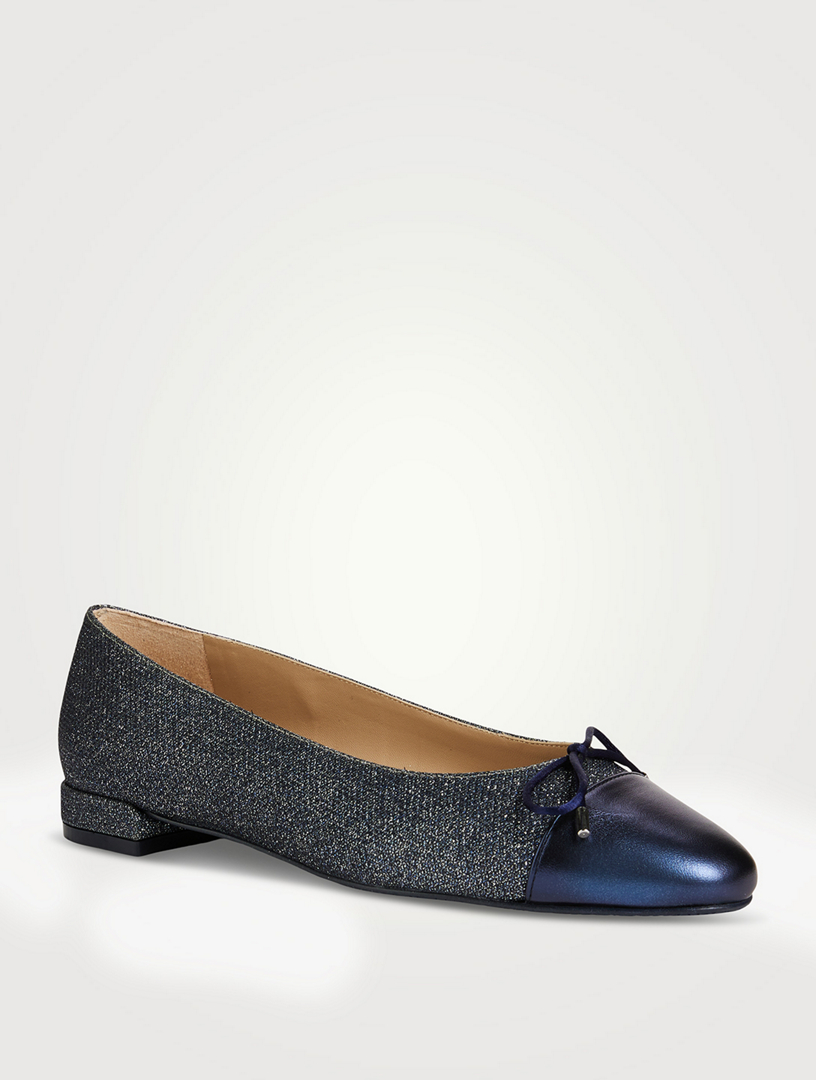 Sleek Bow Denim Ballet Flats