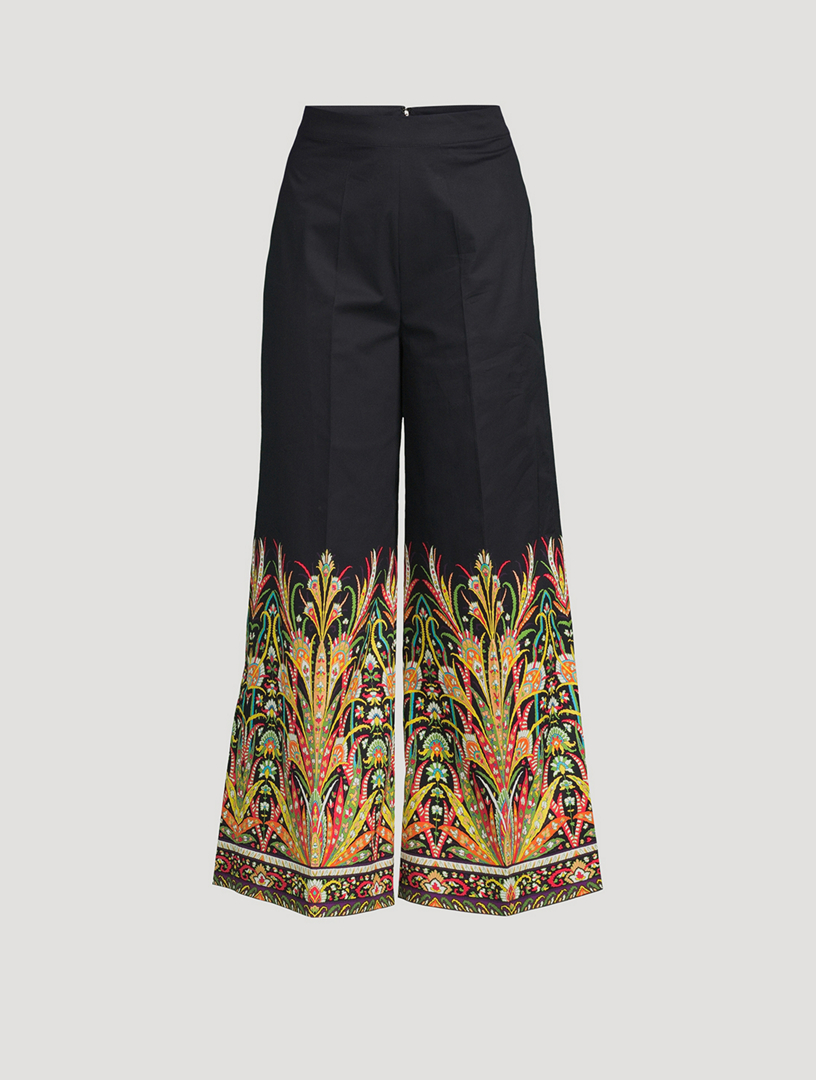 Printed Wide-Leg Trousers