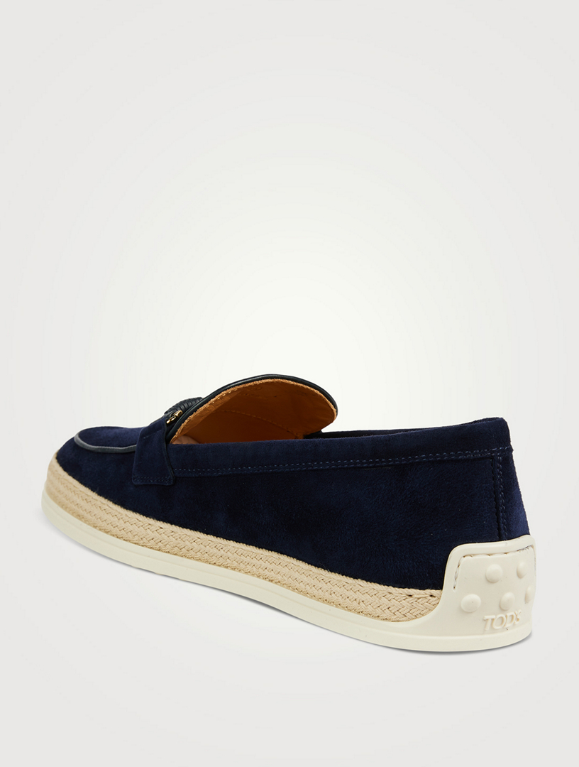 Suede Raffia Loafers
