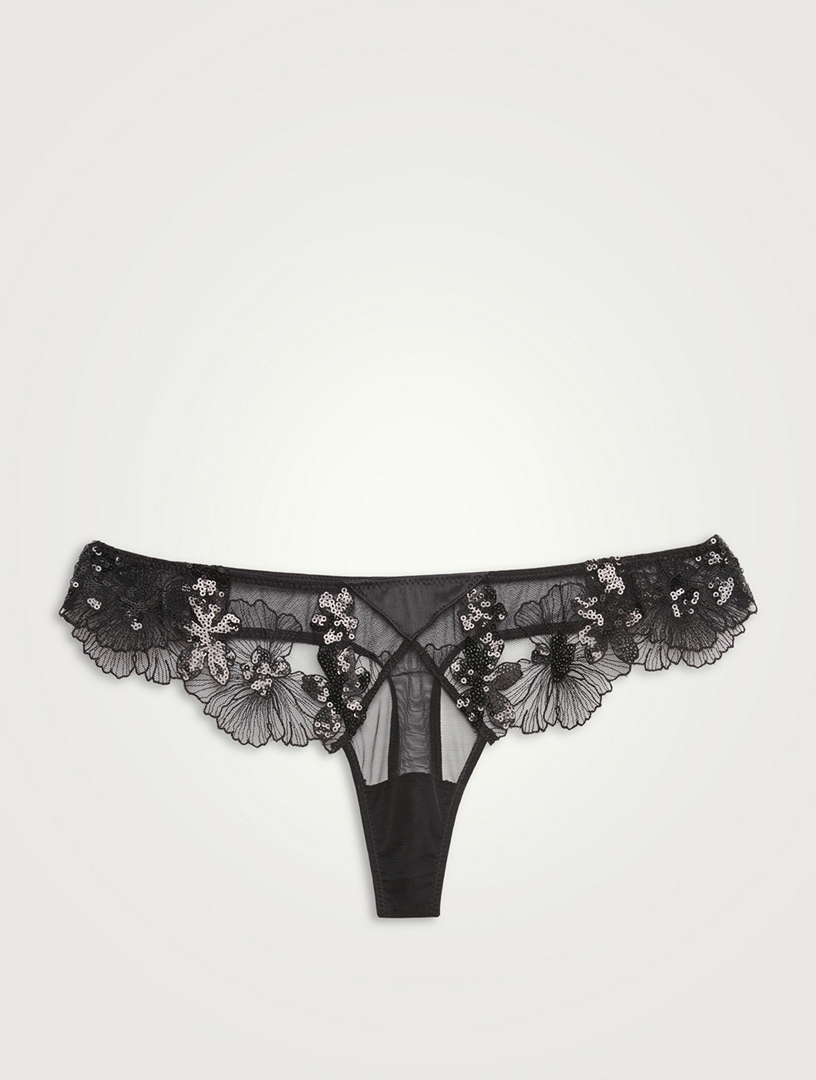 Embroidered Dipped Thong