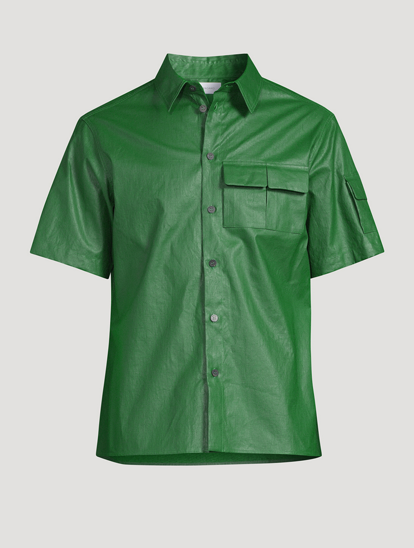 Ferragamo coated linen short-sleeve shirt - Green