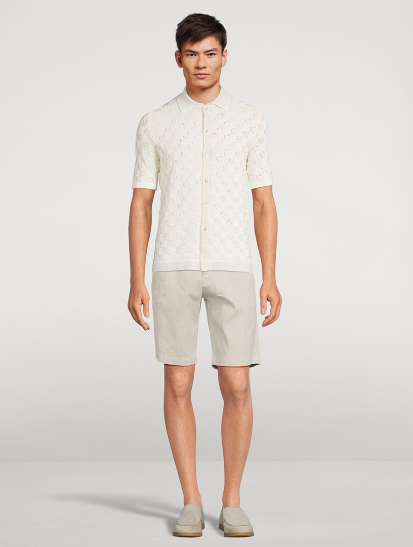 Linen And Cotton Stretch Shorts
