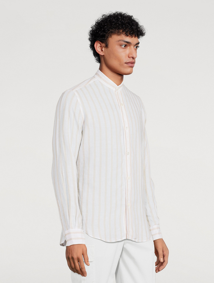 Linen Shirt Striped Print