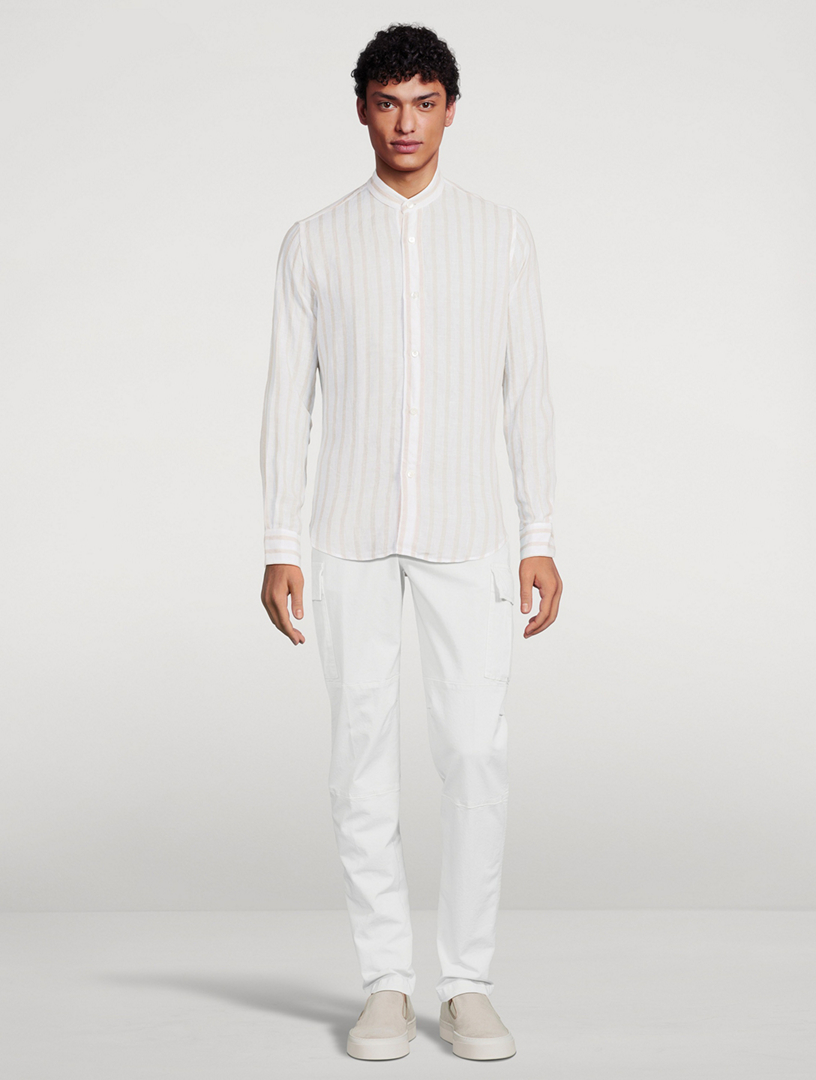 Linen Shirt Striped Print