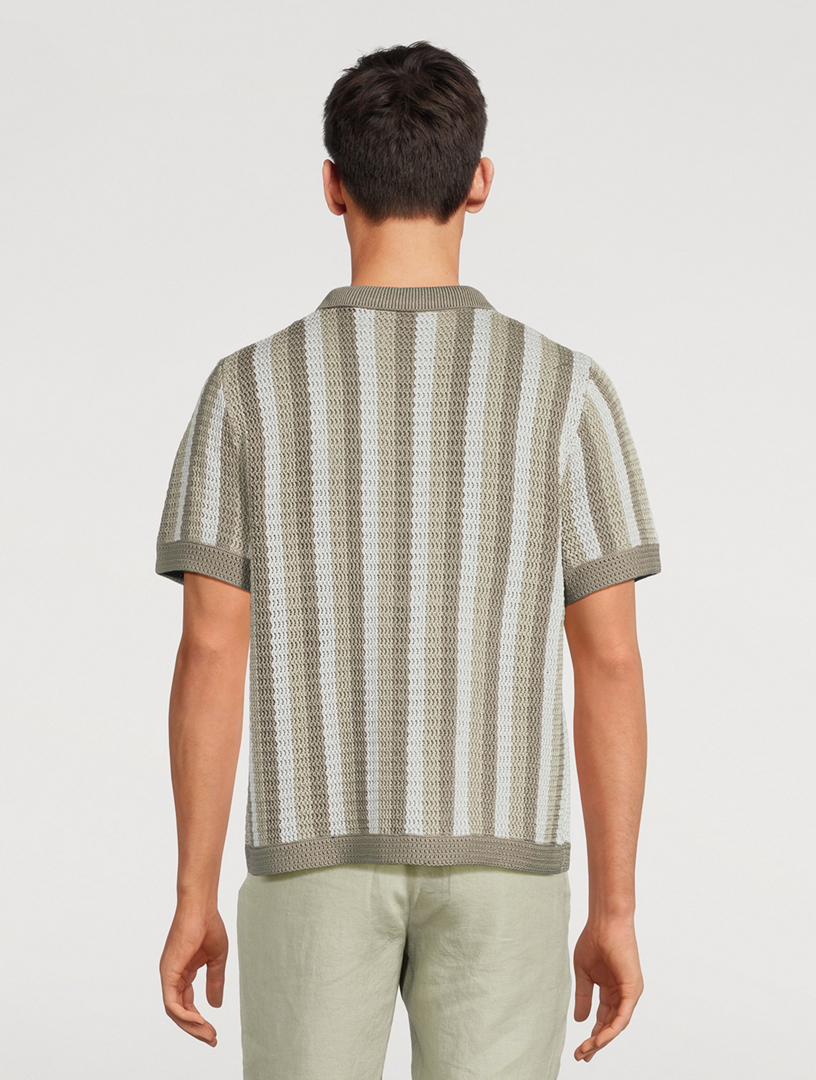 Crochet Stripe Short-Sleeve Shirt