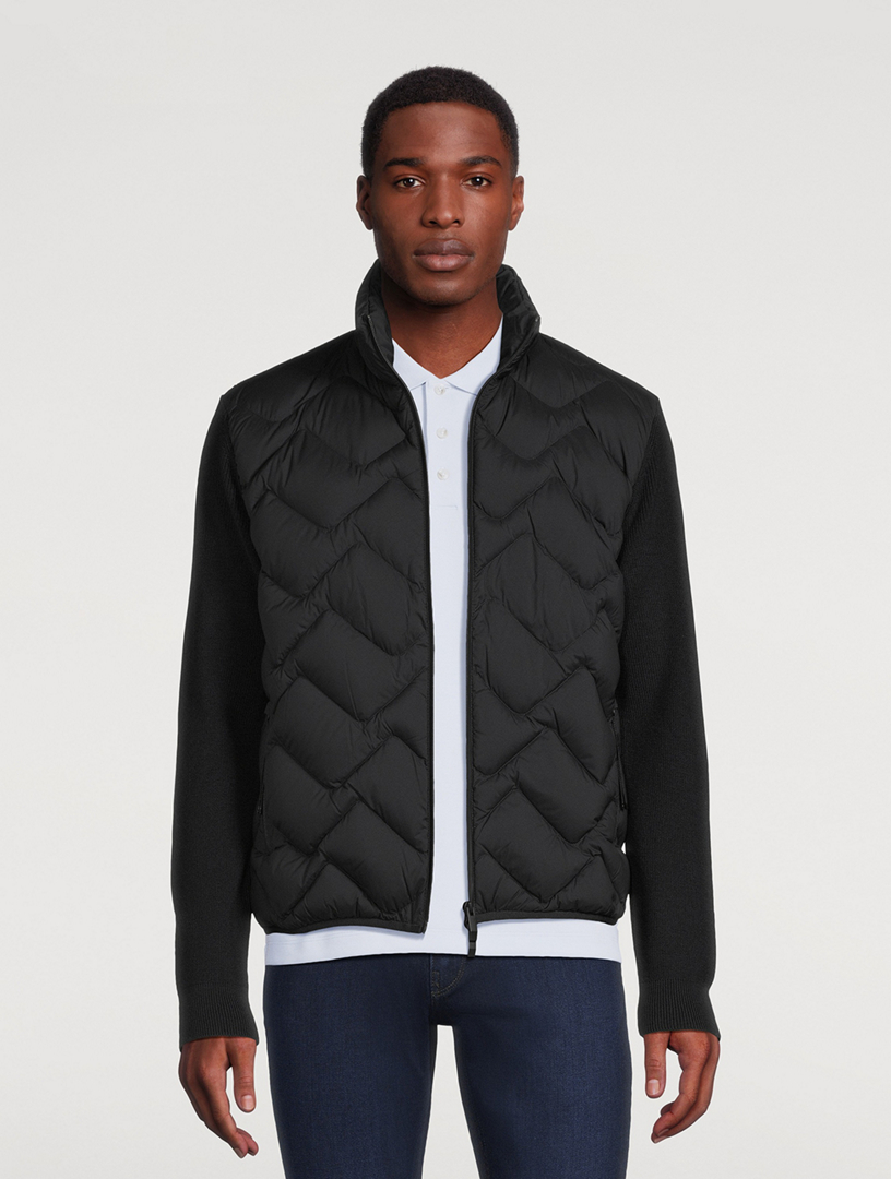 Wool-Blend Down Padded Cardigan
