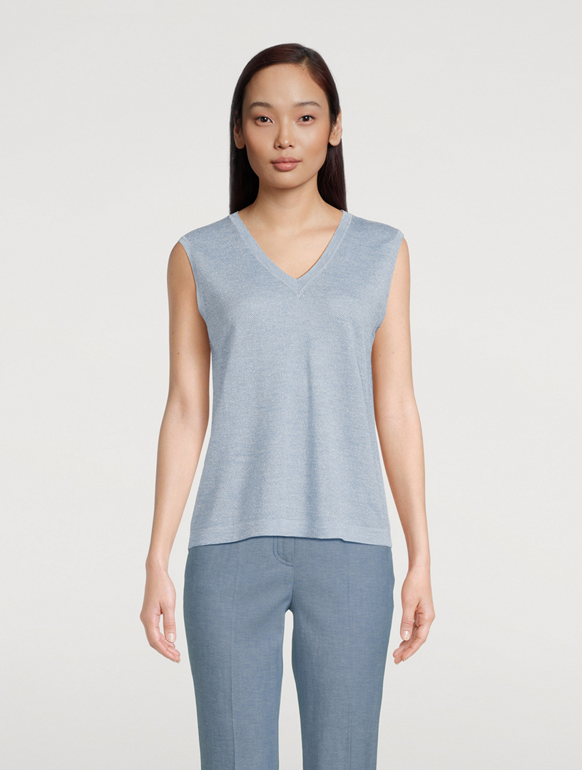 Sleeveless Metallic Knit Top
