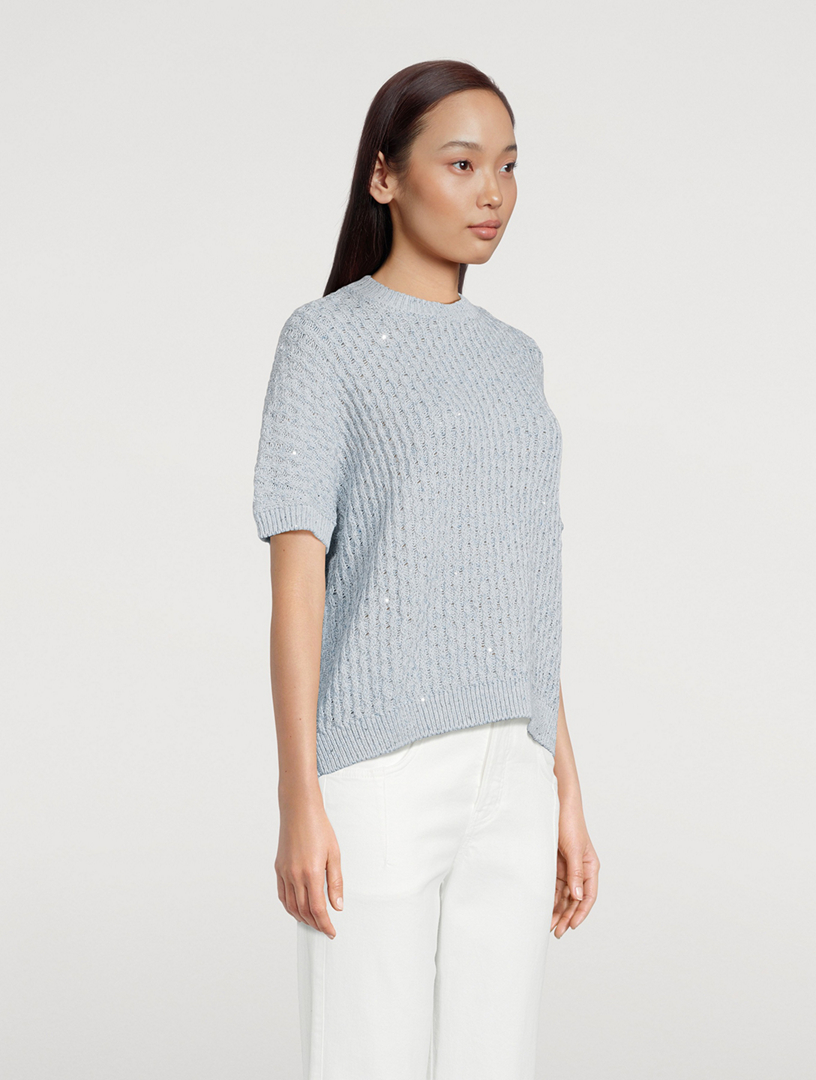 Embellished Cable-Knit Sweater