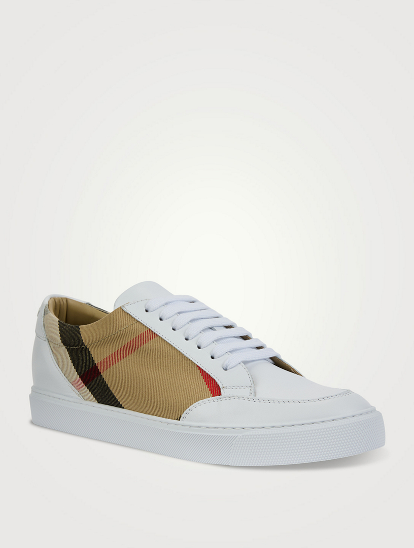 BURBERRY Salmond Leather Sneakers In Check Print Holt Renfrew