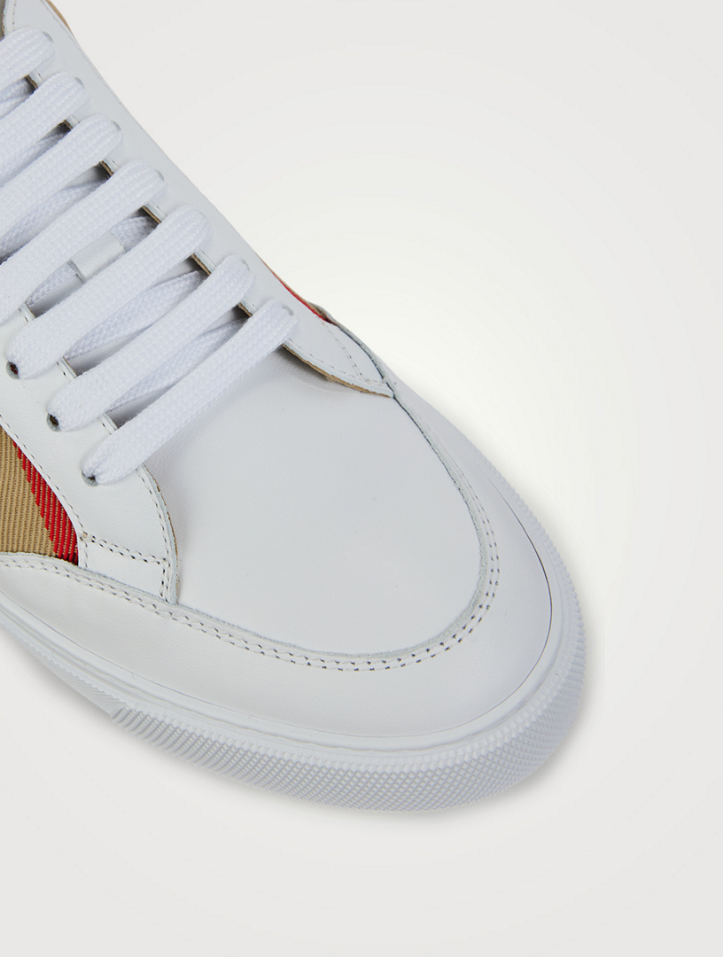 Burberry salmond leather and fabric sneakers deals