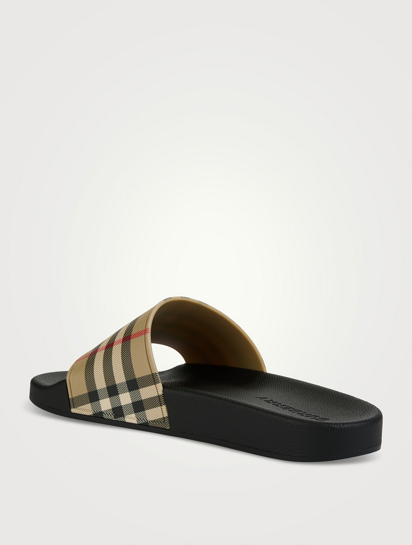 BURBERRY Furley Check Pool Slide Sandals | Holt Renfrew