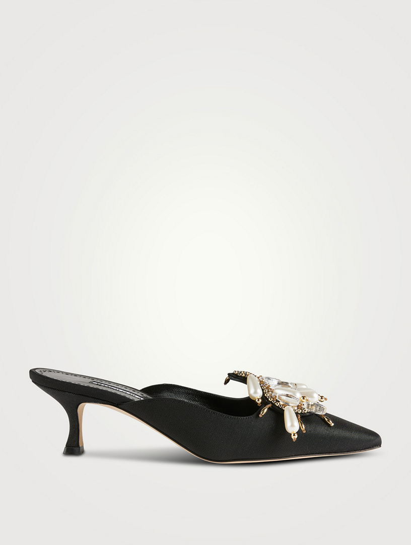 Mules en gros-grain orné Orientalia