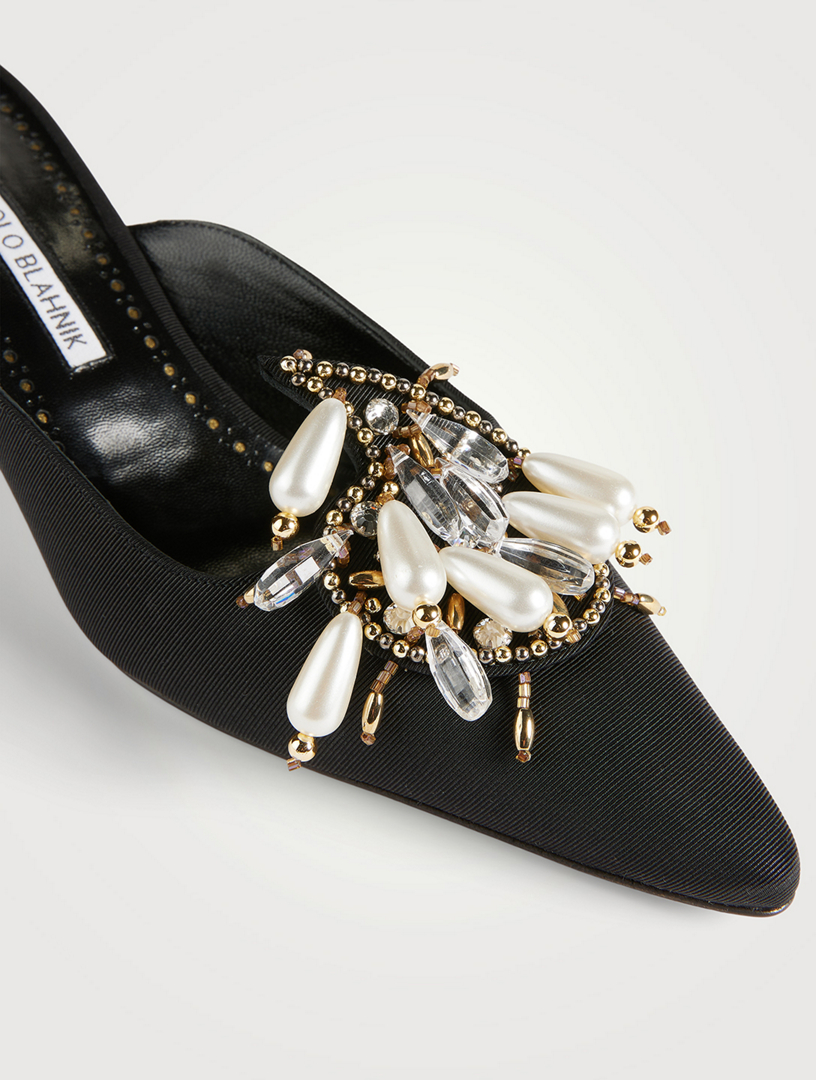MANOLO BLAHNIK Orientalia Embellished Grosgrain Mules | Holt