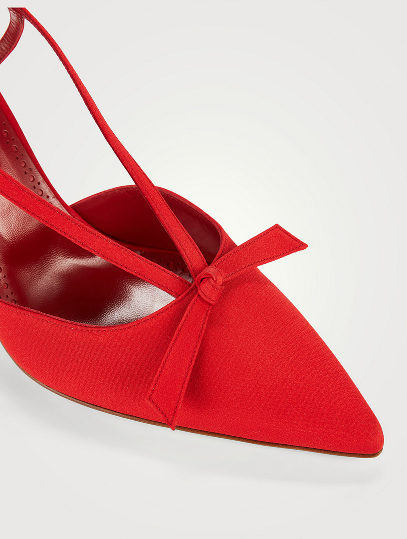 パンプス MANOLO BLAHNIK CORINTIA CREPE DE CHINE SLINGBACKS MANOLO BLAHNIK Corintia 90 bow-embellished silk crepe de