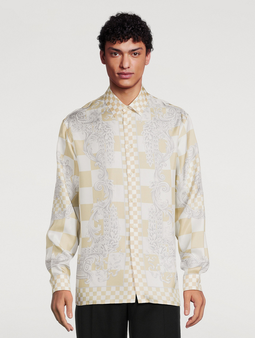 Contrasto Medusa Silk Long-Sleeve Shirt