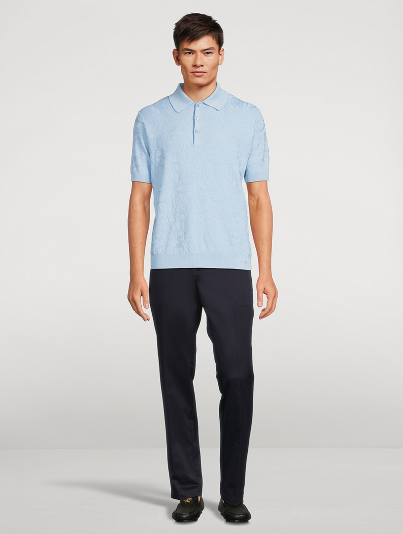 Barocco Silk And Cotton Knit Polo Shirt