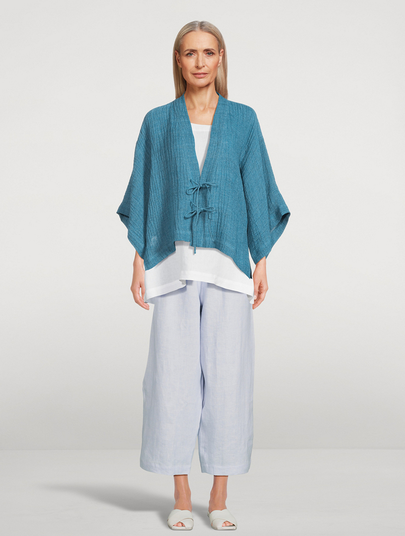 Tie-Front Linen Gauze Jacket