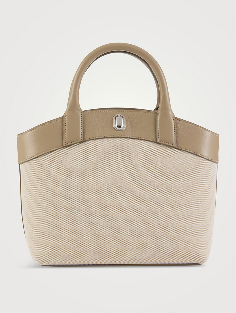 Small Tondo Leather-Trimmed Canvas Tote Bag