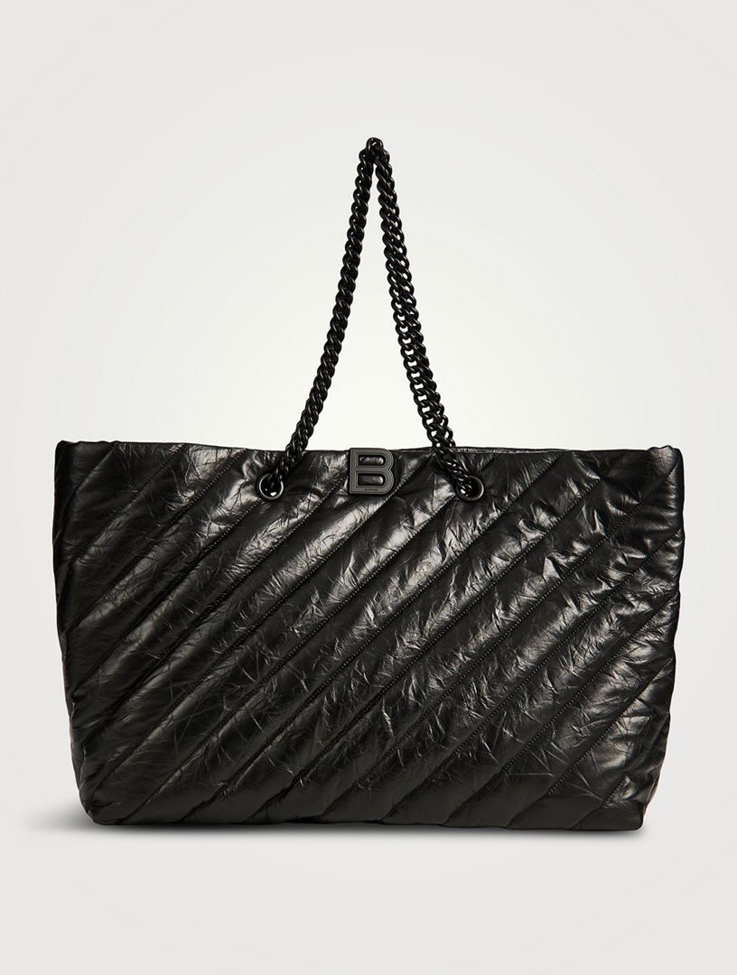 Quilted leather tote bag best sale