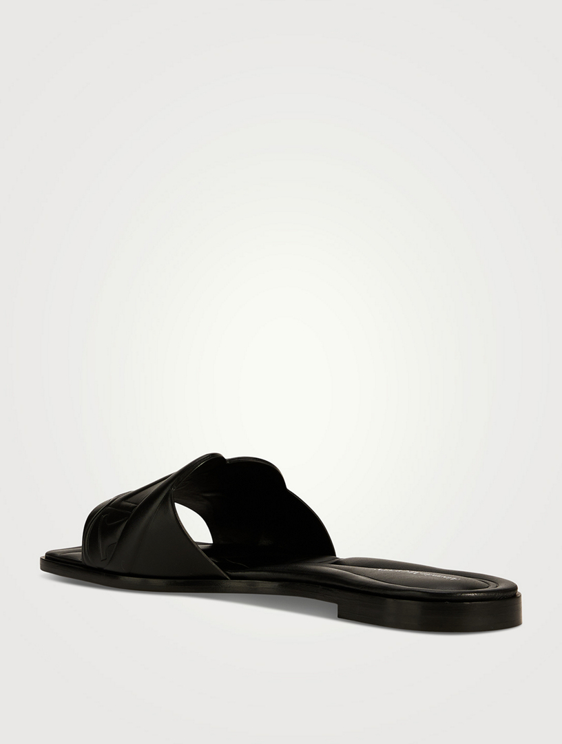 Seal Leather Slide Sandals