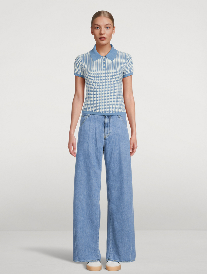 Gingham Jacquard Shrunken Polo Shirt