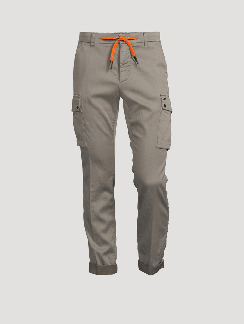 Designer Men's Red 6 Pocket Cotton Nylon Cargo Pants