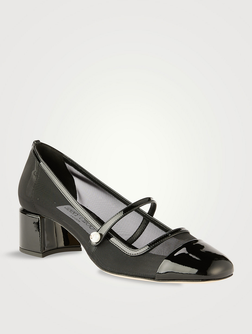 Elisa Leather And Mesh Mary Jane Pumps