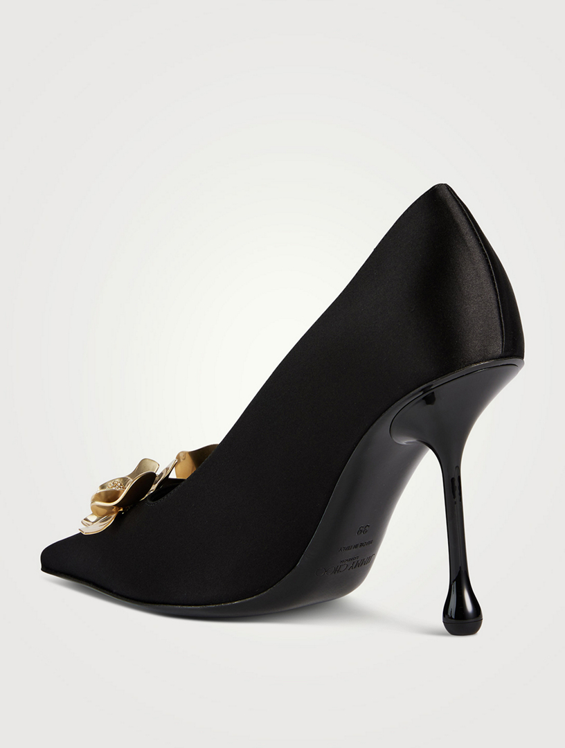 Ixia Floral Appliqué Satin Pumps
