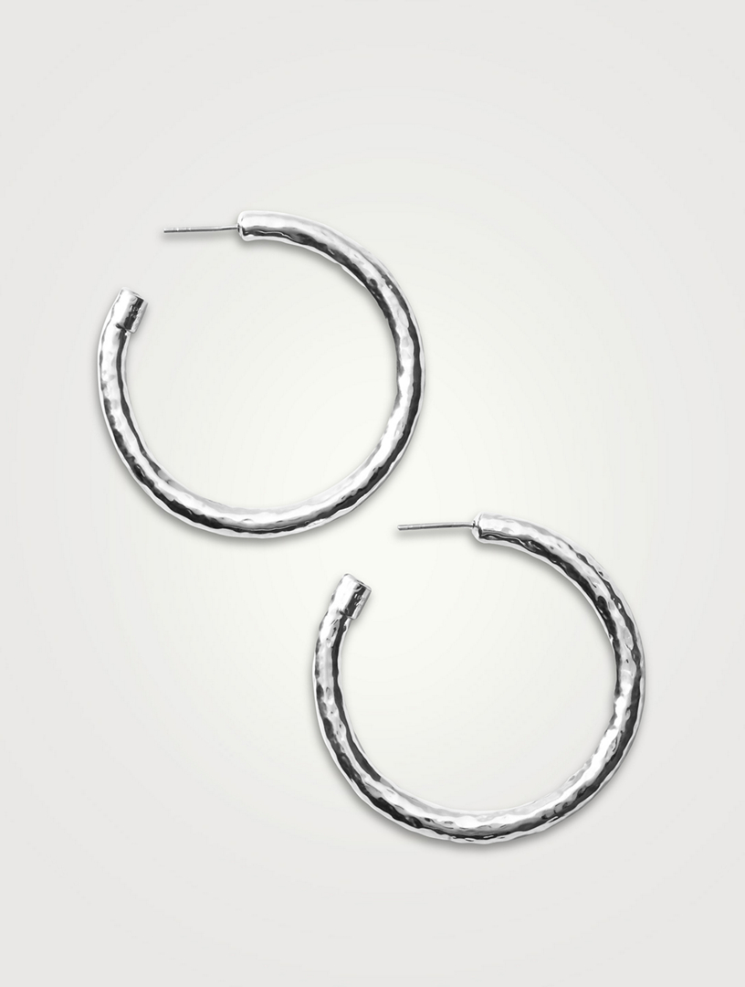 Medium Classico Sterling Silver #3 Hoop Earrings