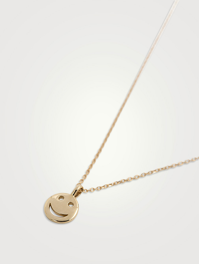 LISA GOZLAN The 14K White Gold Happy Face Necklace | Holt Renfrew