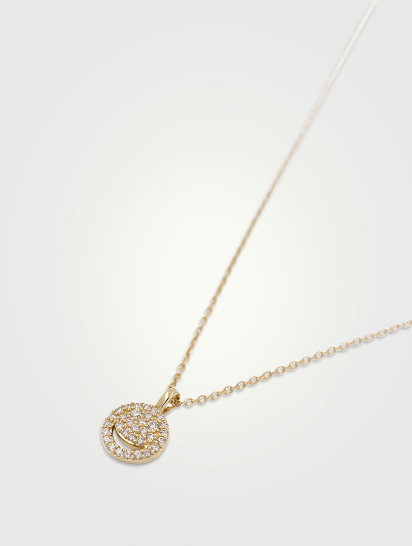 LISA GOZLAN The 14K Gold Pavé Happy Face Necklace With Diamonds