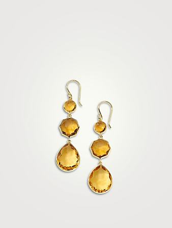 Small Rock Candy 18K Gold Crazy 8's Earrings With Orange Citrine