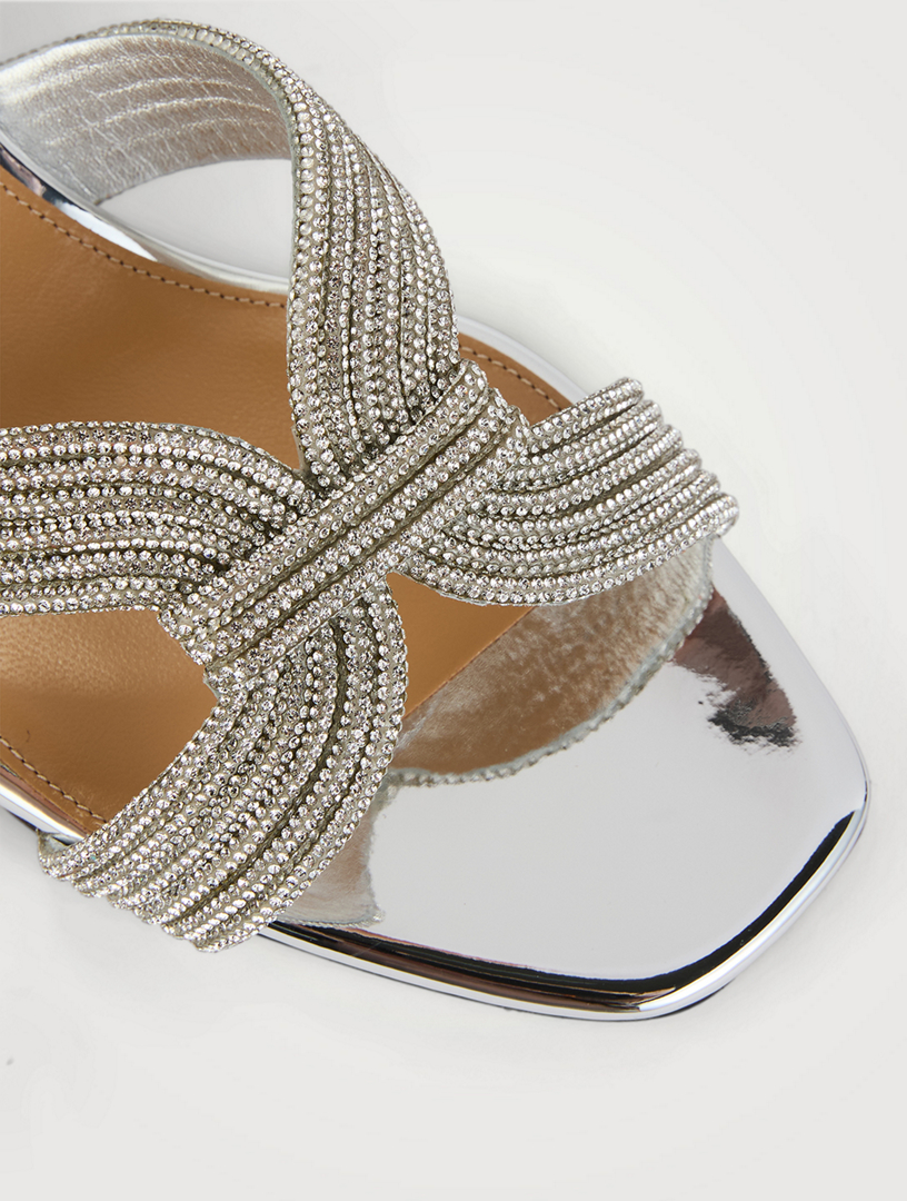 Muse Embellished Metallic Leather Mules